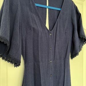 Lush Navy Open Back Beach Dress